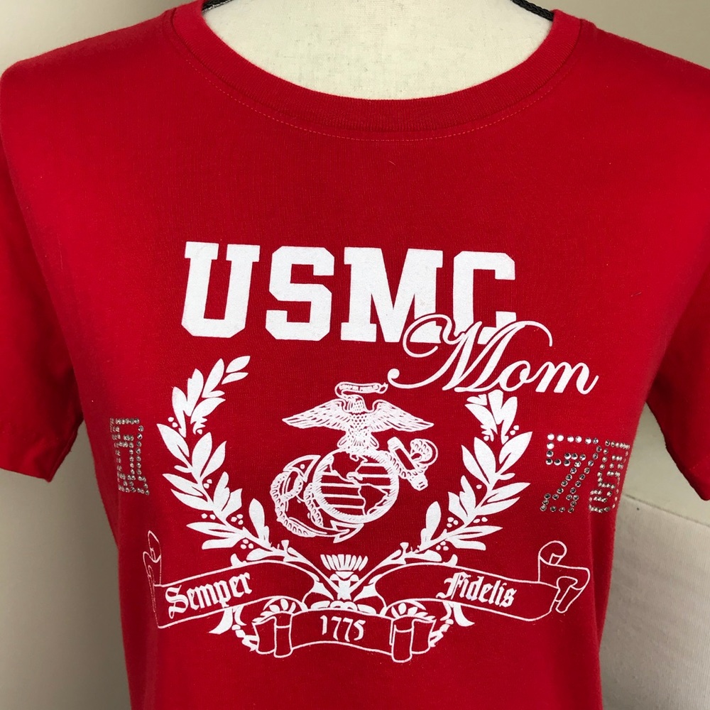 USMC Mom Graphic Tee Red Size Small T-shirt - Picture 2 of 4